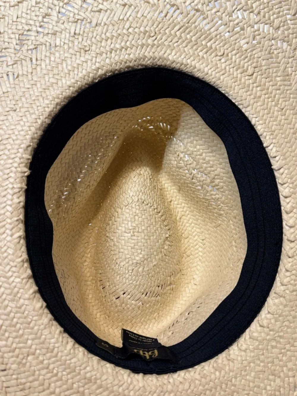 BTB Los Angeles Carrie Wide Brim Woven Straw Sun Hat Taupe Ribbon Size S